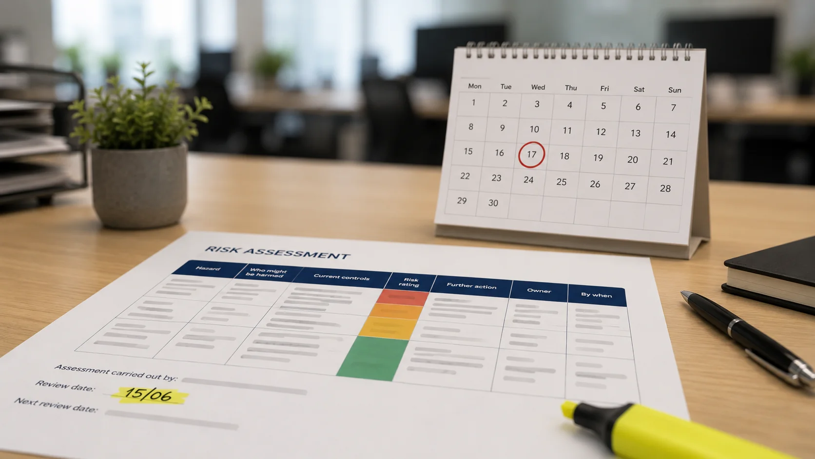 How often should a risk assessment be reviewed?